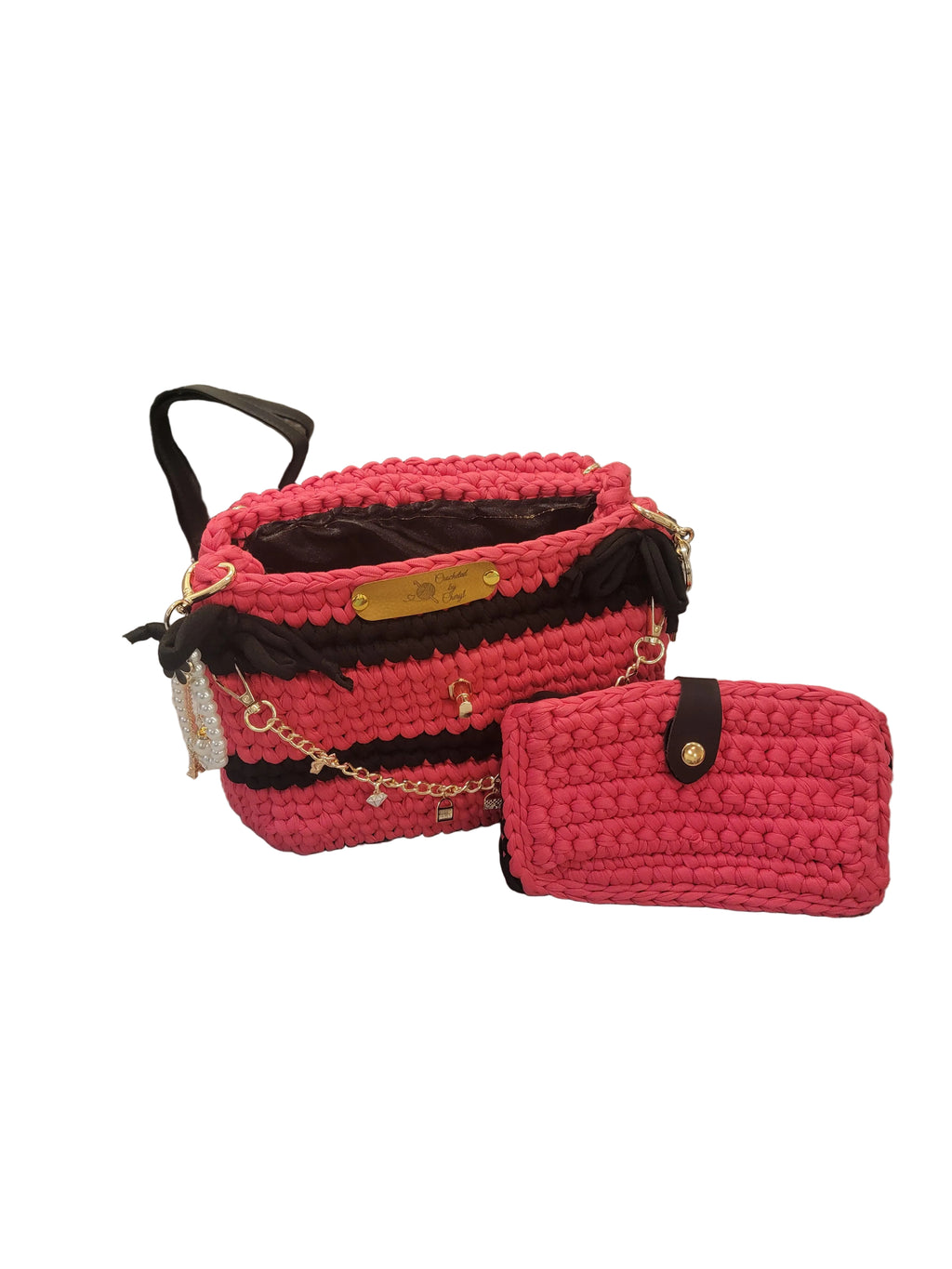 Pink and Black backpack with gold accessories (wallet not included)