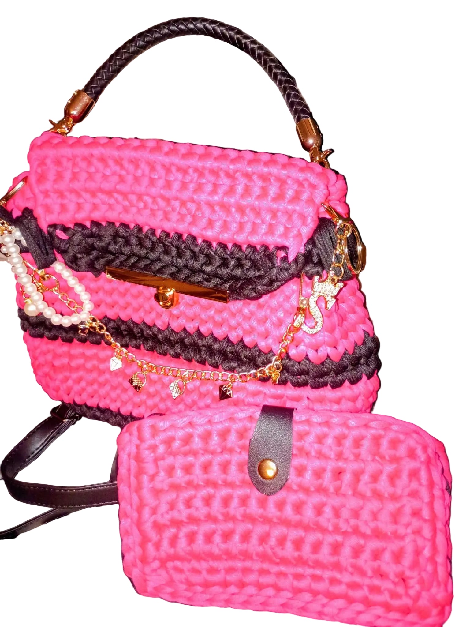 Pink and Black backpack with gold accessories (wallet not included)