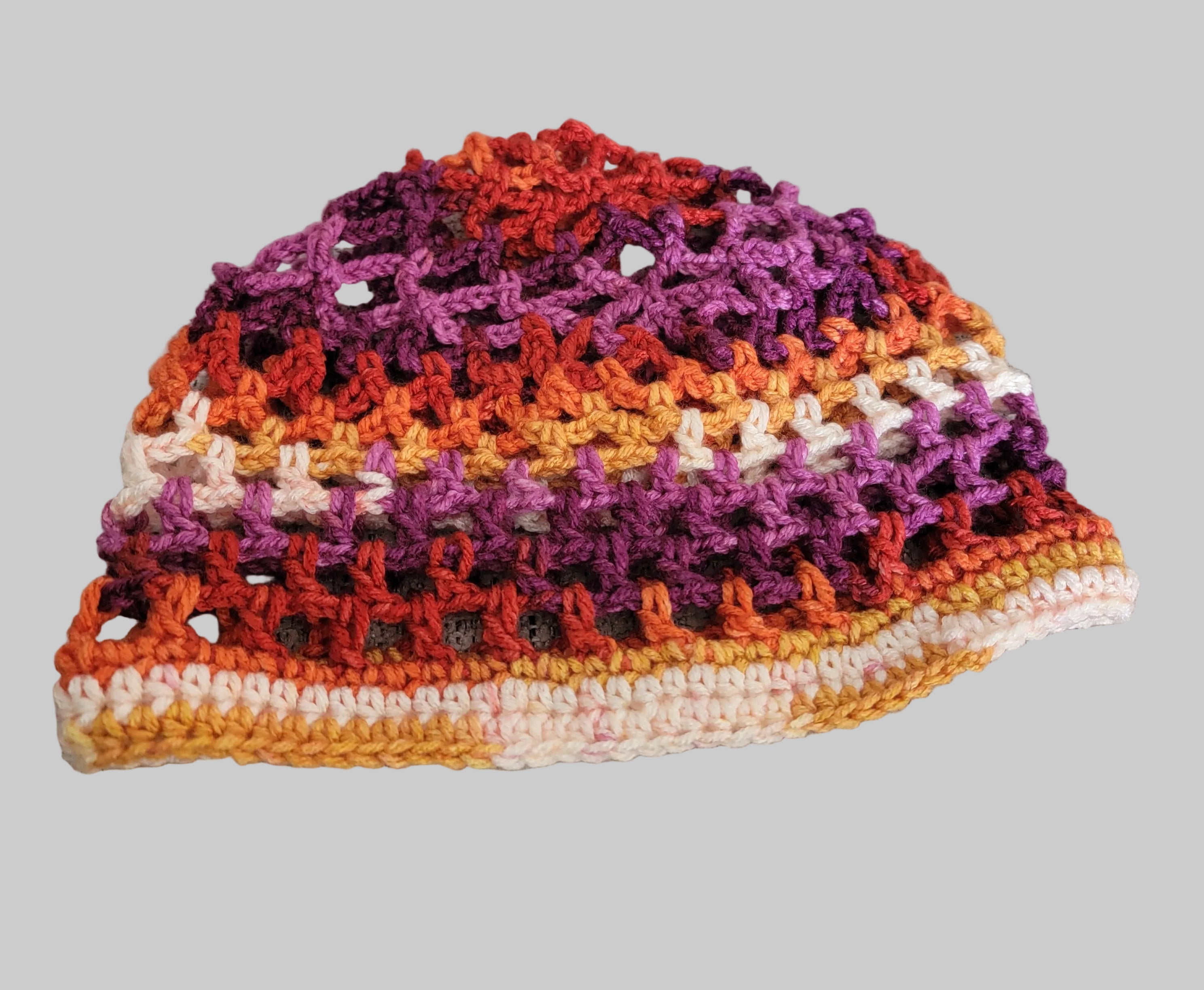 Crocheted Multicolored Skull Cap