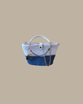 Crochet Two-Tone Tote Bag with Gold Chain Strap