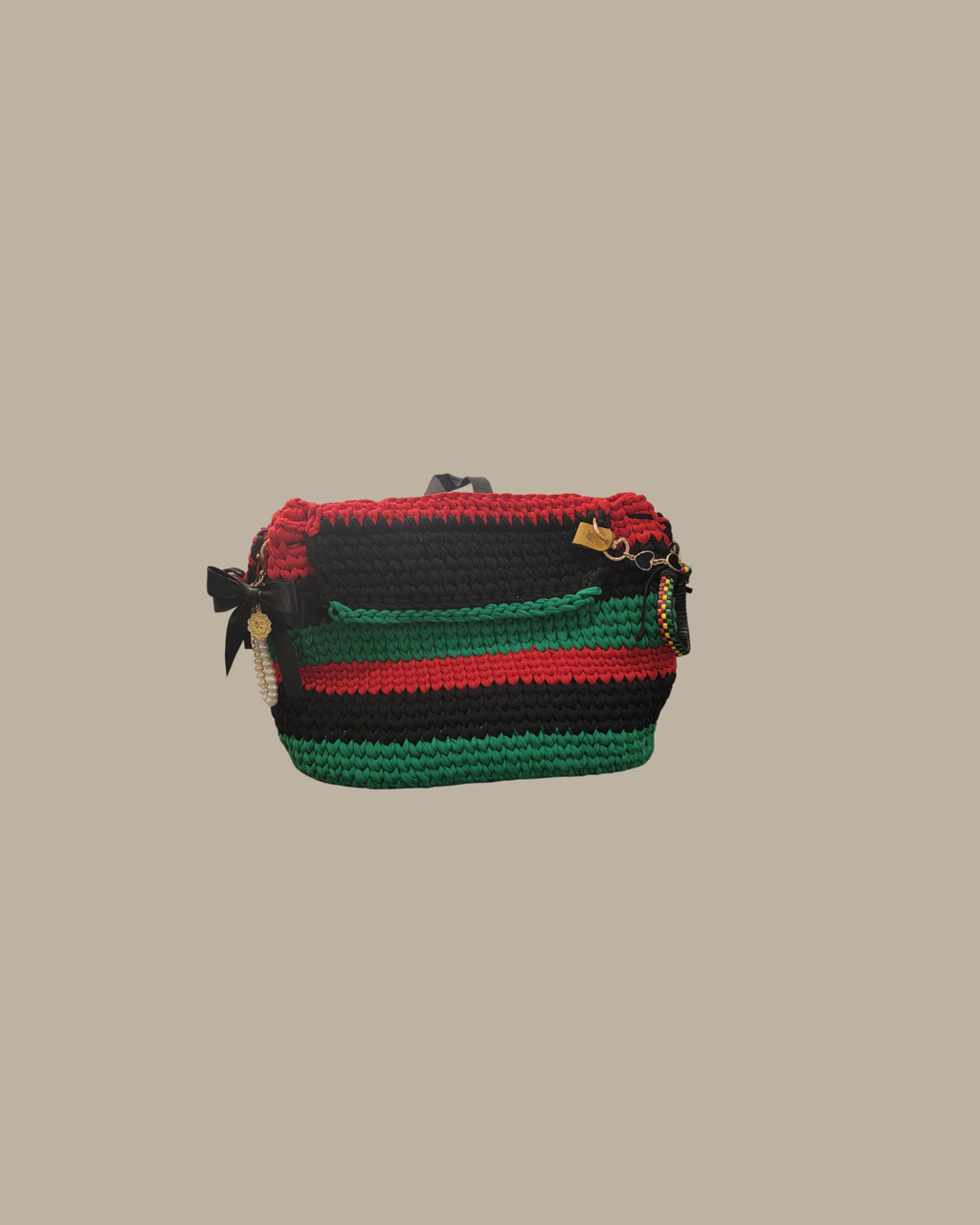 Crochet Striped Convertible Backpack