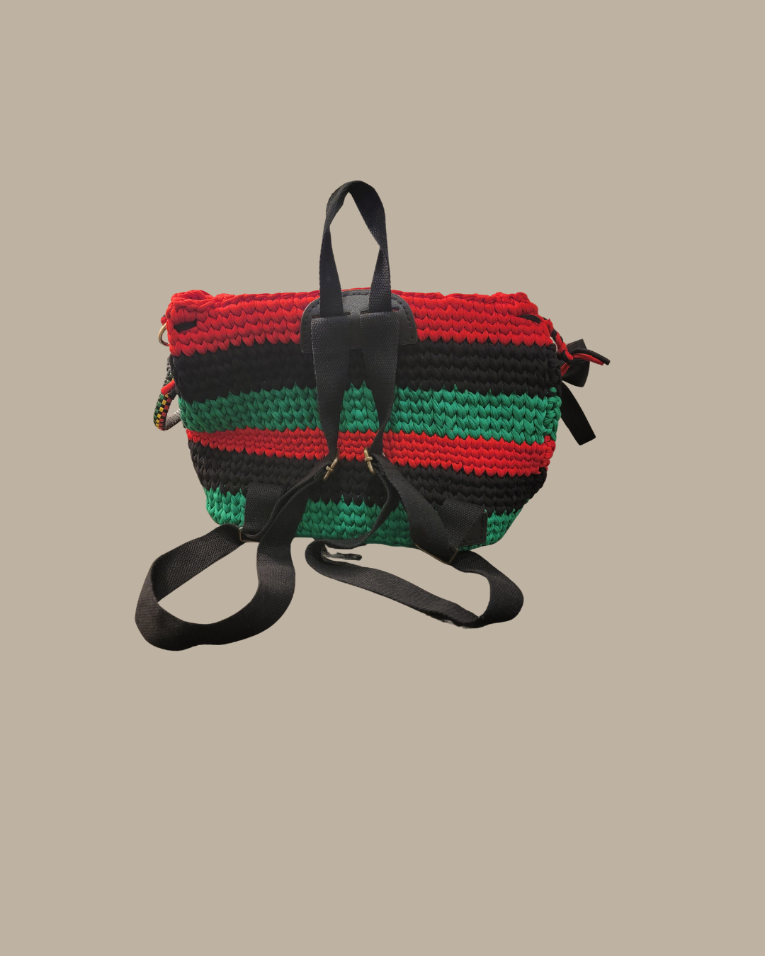 Crochet Striped Convertible Backpack
