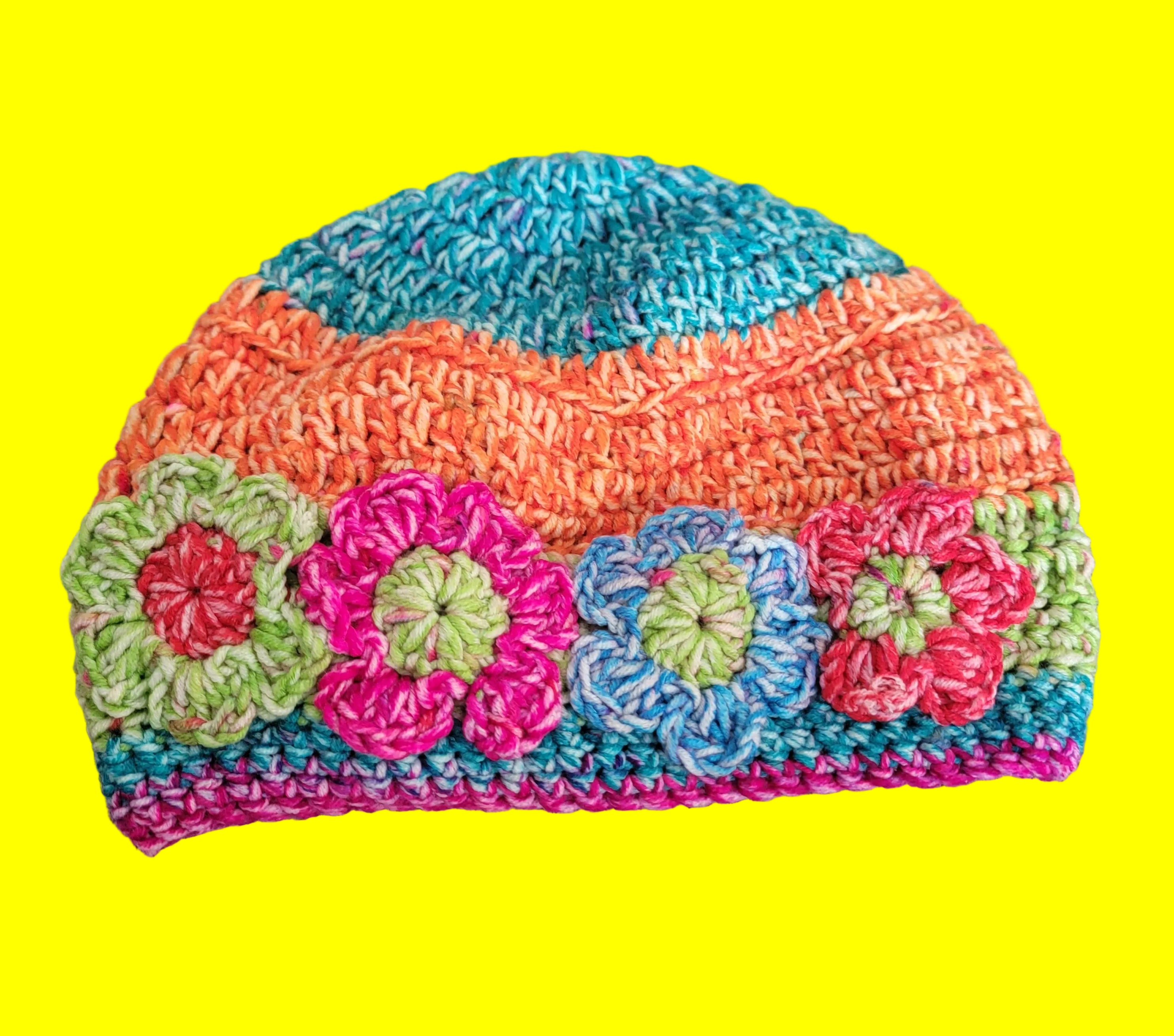 Colorful Floral Skull Cap